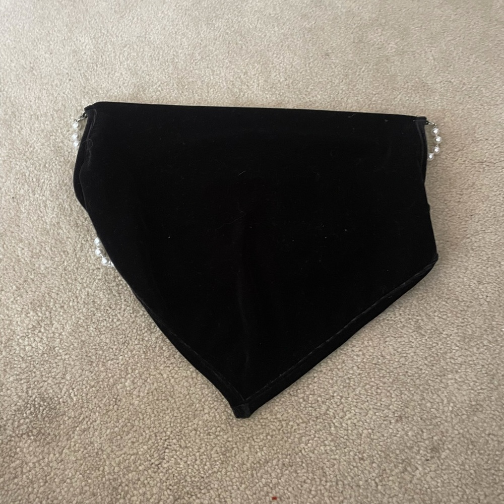 Velvet cowl neck top with pearl back